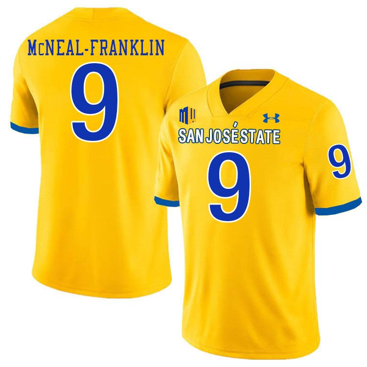 San Jose State Spartans #9 Noah McNeal-Franklin College Football Jerseys,Uniforms-Gold